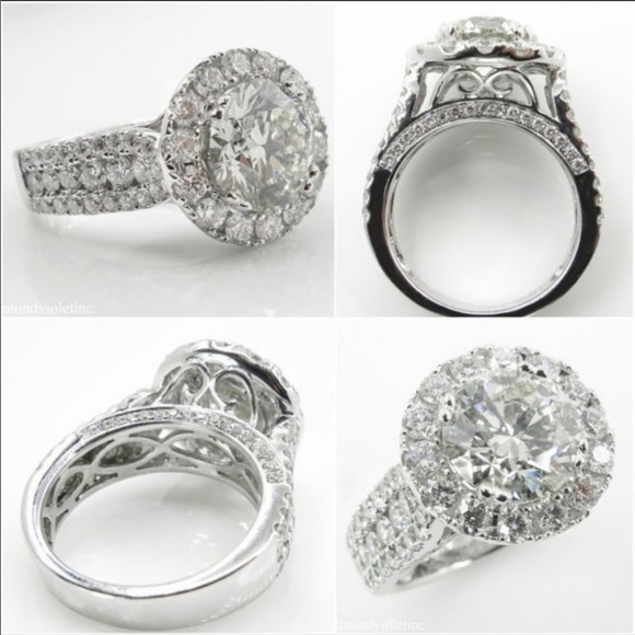 NEW💍925 SILVER ROUND DIAMOND HALO ENGAGEMENT RING - Picture 3 of 5